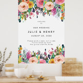 Colorful Waterverf Flower Garden Weddenschap Welko Poster (Keuken)