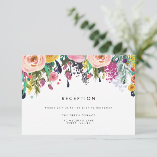 Colorful Waterverf Flower Weddenschapskaart Informatiekaartje (Staand voorkant)