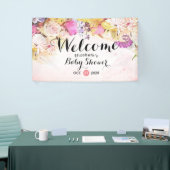 Colorful Waterverf Flowers Baby shower Welkom Spandoek (Beurs)