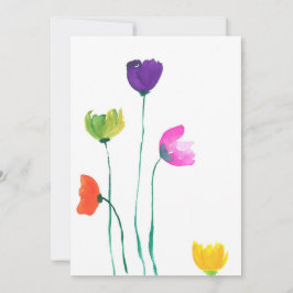 Colorful Waterverf Flowers Flat Note Card Bedankkaart