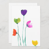 Colorful Waterverf Flowers Flat Note Card Bedankkaart (Voorkant / Achterkant)