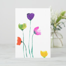 Colorful Waterverf Flowers Flat Note Card Bedankkaart