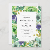 Colorful Waterverf Flowers Sage Green Wedding Kaart (Voorkant)