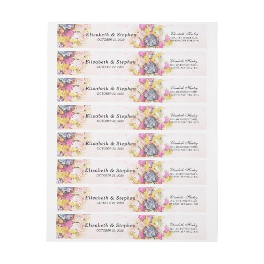 Colorful Waterverf Flowers Weddenschap Label (Vel)