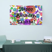 Colorful Waterverf Hand Drawn Snoep Patroon Spandoek (Beurs)