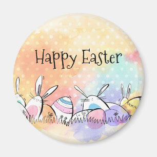 Colorful Waterverf Happy Easter   Magneet