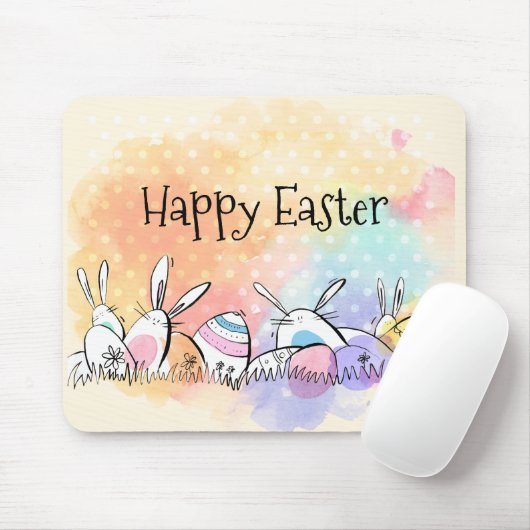 Colorful Waterverf Happy Easter | Mousepad Muismat (Met muis)