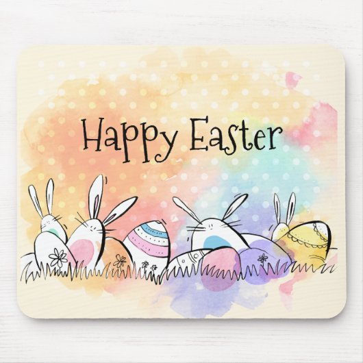 Colorful Waterverf Happy Easter | Mousepad Muismat (Voorkant)
