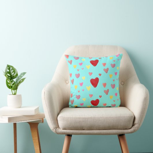 Colorful Waterverf Hearts Love Pattern Kussen (Stoel)