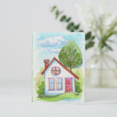 Colorful Waterverf House Briefkaart (Staand voorkant)