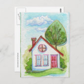 Colorful Waterverf House Briefkaart (Voorkant / Achterkant)