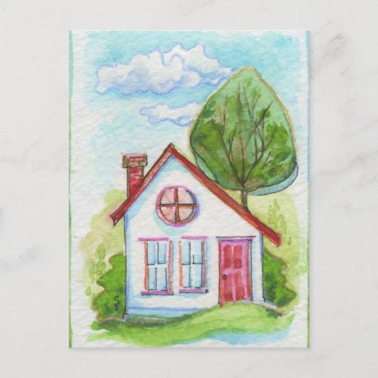 Colorful Waterverf House Briefkaart (Voorkant)
