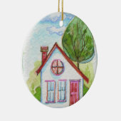 Colorful Waterverf House Keramisch Ornament (Rechts)