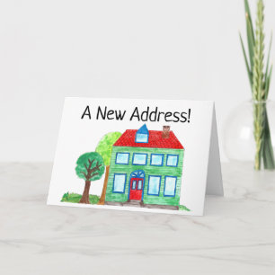 Colorful waterverf house New address card Aankondiging