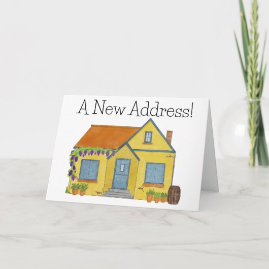 Colorful waterverf house New address card Aankondiging (Voorkant)