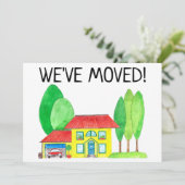 Colorful waterverf house New address card Aankondiging (Staand voorkant)