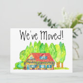 Colorful waterverf house New address card Aankondiging (Staand voorkant)