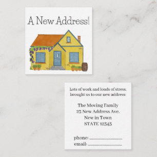 Colorful waterverf house New address card Informatiekaartje