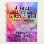 Colorful Waterverf Inspirerend Goal Plan Quote Planner<br><div class="desc">naamontwerp met witte en kleurrijke waterverf en faux glitter met het citaat van Antoine de Saint Exupery: "Een doel zonder plan is slechts een wens".</div>