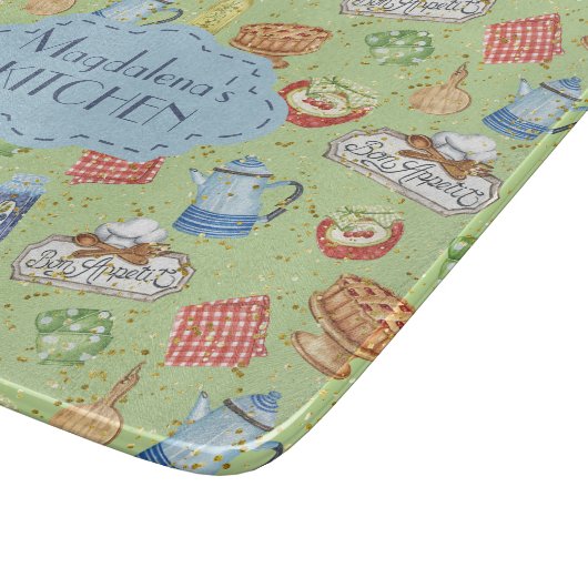 Colorful Waterverf  Kitchen Chef Cook Name Snijplank (Hoek)