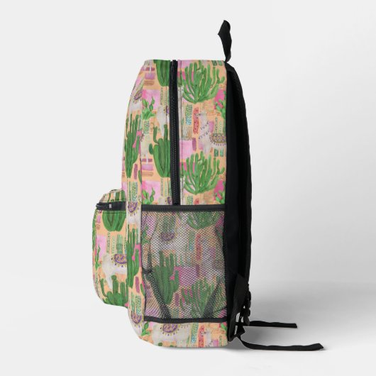 Colorful Waterverf Llama Pattern Bedrukte Rugzak (Rechts)