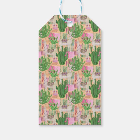 Colorful Waterverf Llama Pattern Cadeaulabel (Achterkant)