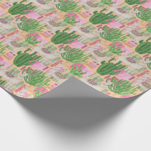 Colorful Waterverf Llama Pattern Cadeaupapier (Hoek)