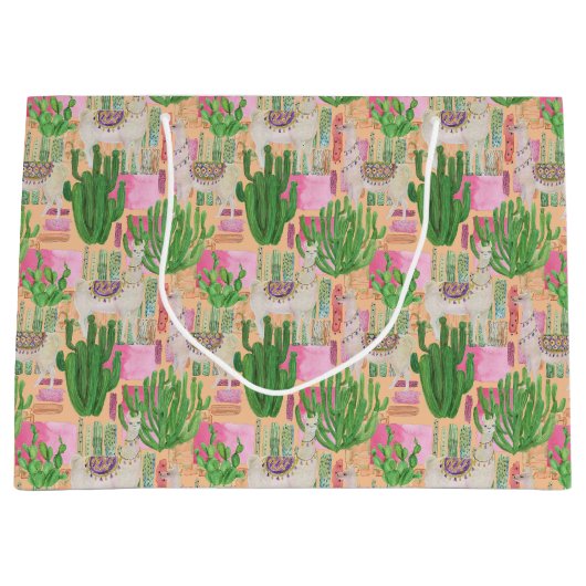 Colorful Waterverf Llama Pattern Groot Cadeauzakje (Voorkant)