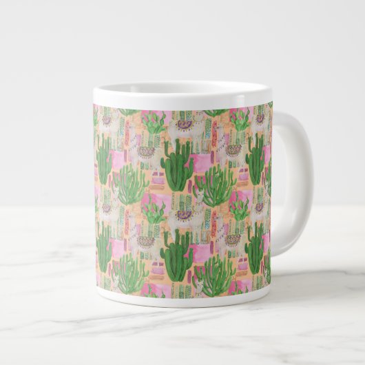 Colorful Waterverf Llama Pattern Grote Koffiekop (Voorkant rechts)