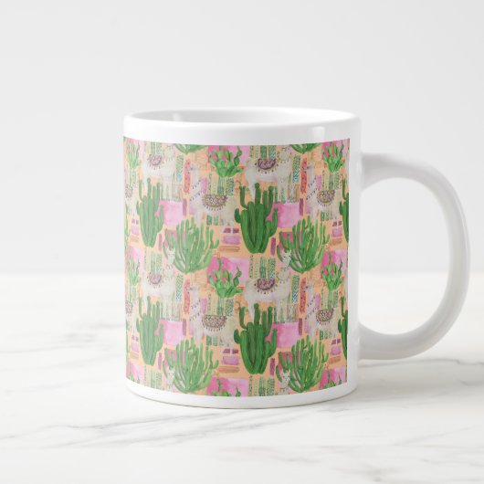 Colorful Waterverf Llama Pattern Grote Koffiekop (Rechts)
