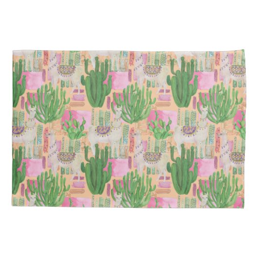 Colorful Waterverf Llama Pattern Kussensloop (Achterkant-Links)