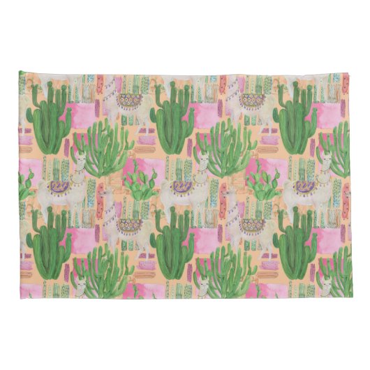 Colorful Waterverf Llama Pattern Kussensloop (Achterkant-Rechts)