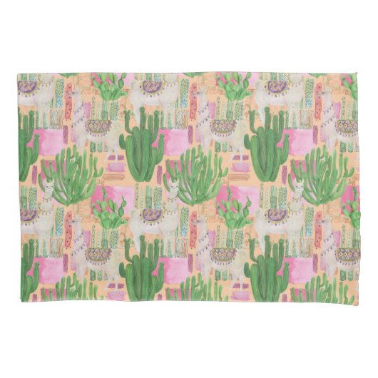 Colorful Waterverf Llama Pattern Kussensloop (Voorkant-Links)