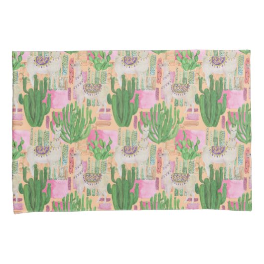 Colorful Waterverf Llama Pattern Kussensloop (Voorkant-Rechts)