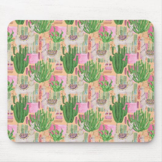 Colorful Waterverf Llama Pattern Muismat (Voorkant)