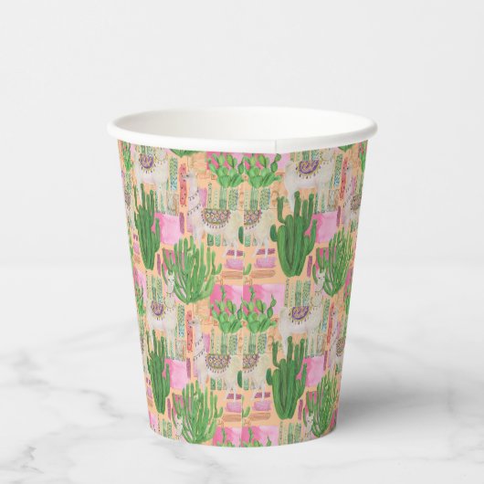Colorful Waterverf Llama Pattern Papieren Bekers (Rechts)
