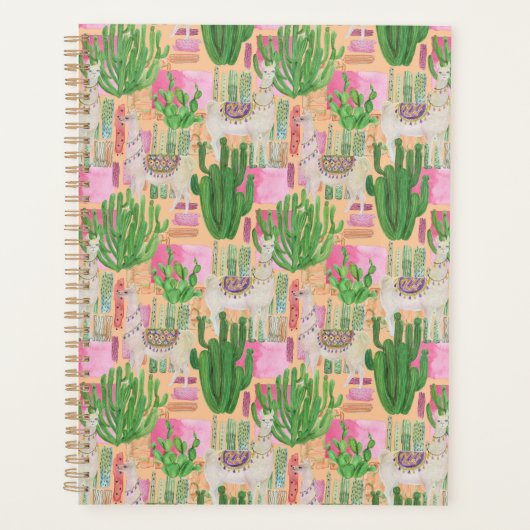 Colorful Waterverf Llama Pattern Planner (Voorkant)