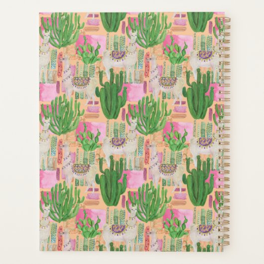 Colorful Waterverf Llama Pattern Planner (Achterkant)