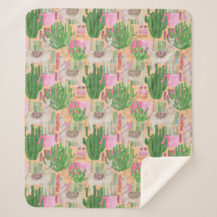 Colorful Waterverf Llama Pattern Sherpa Deken