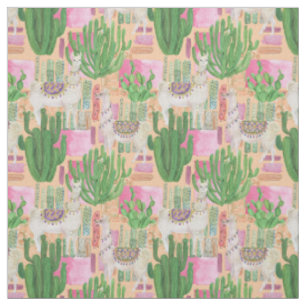 Colorful Waterverf Llama Pattern Stof