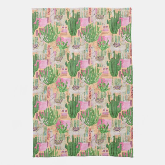 Colorful Waterverf Llama Pattern Theedoek (Verticaal)