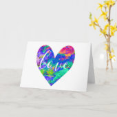 Colorful Waterverf Love Heart Valentijnsdag Kaart (Gele Bloem)