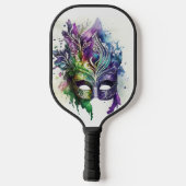 COLORFUL WATERVERF MARDI GRAS MASK PICKLEBALL PADDLE (Achterkant)
