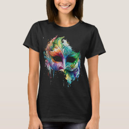 COLORFUL WATERVERF MARDI GRAS MASK T-SHIRT