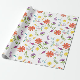 Colorful Waterverf Mexican Fiesta Flowers Cadeaupapier