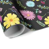 Colorful Waterverf Mexican Fiesta Flowers Cadeaupapier (Rol Hoek)