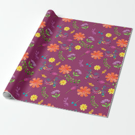 Colorful Waterverf Mexican Fiesta Flowers Cadeaupapier