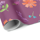 Colorful Waterverf Mexican Fiesta Flowers Cadeaupapier (Rol Hoek)