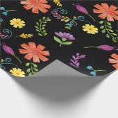 Colorful Waterverf Mexican Fiesta Flowers Cadeaupapier (Hoek)