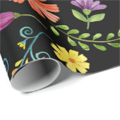 Colorful Waterverf Mexican Fiesta Flowers Cadeaupapier (Rol Hoek)